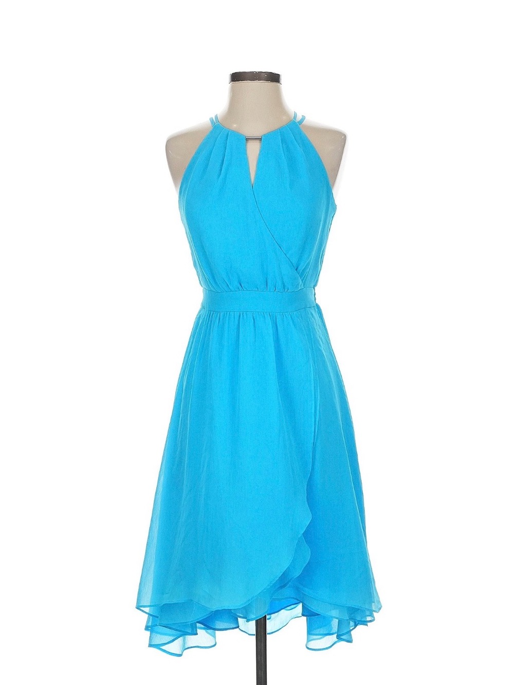 White House Black Market Turquoise Halter High-Low Dress